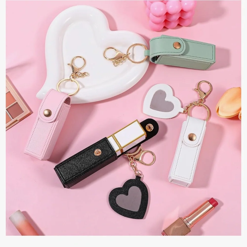 4 Pcs Car Lip Balm Holder PU Leather Lipstick Case No Melt